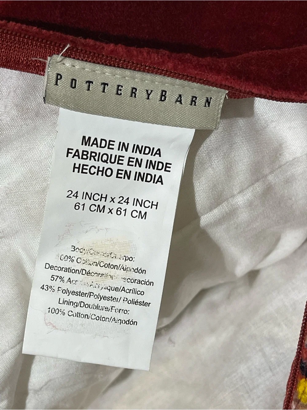 Pottery Barn Red and White Decorative Pillow Cover